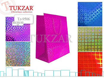 Пакет подарочный 30*40*10 Голография TZ9506 ассор