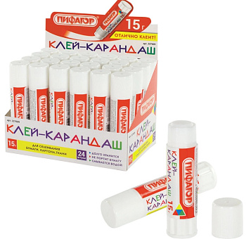 Клей-карандаш  15гр PVА основа Пифагор 227609
