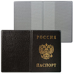 Обложка для паспорта с гербом, ПВХ, черная, ДПС, 2203.В-107