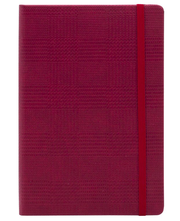 Ежедневник Qredo Texture А6+, 15-6918, брусничный, недатир., 128л, на резинке, кожзам