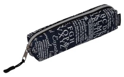 Пенал deVENTE. Text 21x4x4см, 7025263, темно-синий, прямоугольный, на молнии, текстильный с искрящейся поверхностью, с подкладом