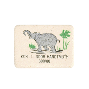 Ластик Koh-i-Noor 300/80 белый, каучук 26х18,5х8мм ELEPHANT