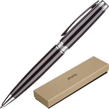 Ручка шариковая Attache Selection Desire, 901719, черн.корп.,пов.мех.,синий,футляр