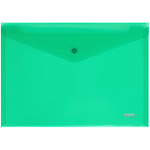 Конверт на кнопке А4 180мкм зеленый прозрачный Стамм ММ-31023