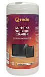 Салфетки влажные QREDO 41-4596 д/экранов, мониторов, 100 штук в тубе, 114х110 мм