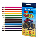 Карандаши 12цв Alingar AL11075-12 Машины, трехгранные
