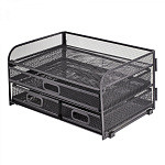 Лоток горизонтальный, Alingar, AL13262. металл, 24* 10см*34 см, 3 выдвижных ящика, черный