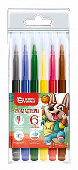Фломастеры 6цв schoolФОРМАТ  ФЛ06-ВЗВ вентилир. колпачок