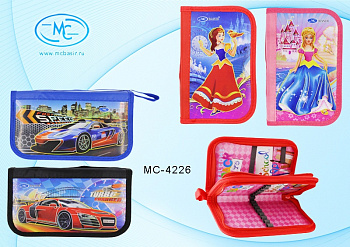 Пенал 2секции 19*13см Basir Принцессы MC-4226