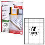 Этикетка самоклеящаяся TANEX 65этикеток 38,1*21,2мм, 50л белая, 114542, 70 г/м2