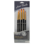 Набор кистей Yalong, нейлон, 5шт, YL213717-4. круглые №2,6,8,10,12