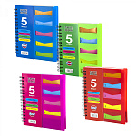 Тетрадь 120л., А5, клетка, Alingar, AL6016, гребень, пластик. обл. с инф. окнами, разделители, ассорти