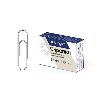 Скрепки 33мм 100шт оцинкованные Alingar AL10521