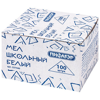 Мелки белые 100шт Пифагор, квадратный 227440