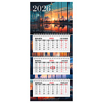 Календарь квартальный 2026 г., BRAUBERG 116834, мелов. бум., 19,5х45,2см