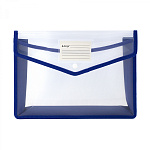 Конверт на кнопке А4 прозрачная/синяя 450мкм Alingar AL11156/bl