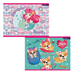 Альбом д/рисования 12л Alingar. Русалочка и корги. микс, AL10759 скрепка