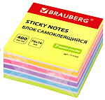 Блок самоклеящийся 76*76мм 7цв 400л Brauberg неон 111350