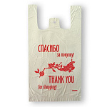 Пакет-майка ПНД 24+11*44 см, 11 мкм, белый, ''Спасибо за покупку'', PTF008KB