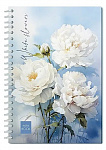 Записная книжка А5 96л ''Белые пионы'', с0598-78, клетка, картон
