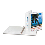 Папка А4 4кольца 65мм ПВХ белая до 400л 221487 с передним прозрачным карманом