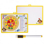 Доска магнитно-маркерная Alingar AL6482, двухстор., с часами, маркер с губкой, 245 х 340мм, ассорти