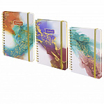 Записная книжка, А5, Yalong, YL-XQ205-25, линия, 76 л., Мрамор, ассорти, гребень, на резинке,