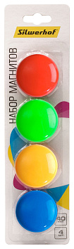 Магниты D-40мм 4шт цветные Silwerhof 1734746