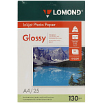 Фотобумага А4 для стр. принтеров Lomond, 130г/м2 (25л) 0102041, глянцевая односторонняя