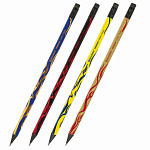 Карандаш черногр. Brauberg PREMIUM TURKEY, Flame, 181565, HB, с ластиком, корпус ассорти