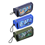 Пенал прямоугольный ClipStudio 238-274, 20х9х5,5см, 1 отд., 1 карман, п/э под ткань, нашивка, ручка с фиксатором, 3цвета