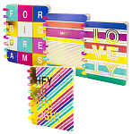 Записная книжка 100 л., А5, Alingar, Яркие полосы, AL10659. клетка, цветные кольца, пластиковая обложка, ассорти