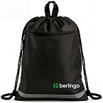 Мешок для обуви 1 отд. Berlingo. Basic black, BR-MS-040603, 360*460мм, светоотр. лента, карман на молнии