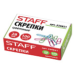 Скрепки 28мм 100шт цветные 226821 Staff,