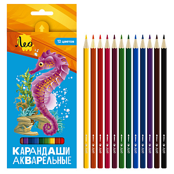 Карандаши акварельные 12цв Лео.Ярко LBSWP-12