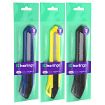 Нож канцелярский 18мм Berlingo Razzor 100, BM4126, push-lock, ассорти, европодвес