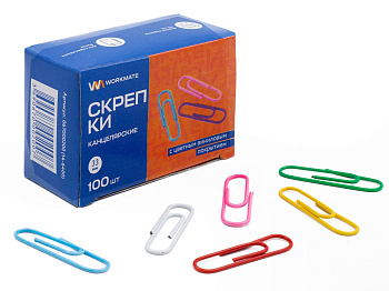 Скрепки 33мм 100шт цветные Workmate 14-6400