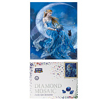 Алмазная мозаика 30х40 см Фея с черным котом M-10578 частичная выкладка, стразы разного размера, картонная упаковка