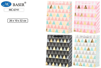 Подарочный пакет Треугольники MC-6741, 26*32*10см
