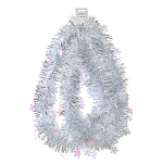 Мишура 200х8см, ПЭТ, серебро со снежинками 377-800