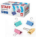 Зажимы  д/бумаг 51мм цветные 12шт Staff ECO (230л)