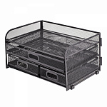 Лоток горизонтальный, Alingar, AL13262. металл, 24* 10см*34 см, 3 выдвижных ящика, черный