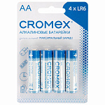 Батарейки AA 4шт CROMEX Alkaline (LR6, 15А), 457130, (пальчиковые) блистер