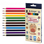Карандаши 12цв Alingar AL11074-12 Котята трехгранные дерево