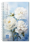 Записная книжка А5 96л ''Белые пионы'', с0598-78, клетка, картон