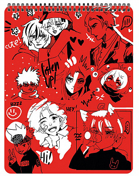 Скетчбук А5 60л Centrum ''Аниме'' красный, 71652, спираль