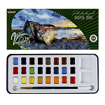 Акварель сухая VELIANTY, 24 цвета, M-9969, кисть, металл. футляр