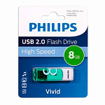 Флеш-диск 8GB PHILIPS VIVID, разъем USB 2.0, зеленый, FM08FD05B/97