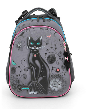 Ранец Hummingbird T37 серый с кошкой