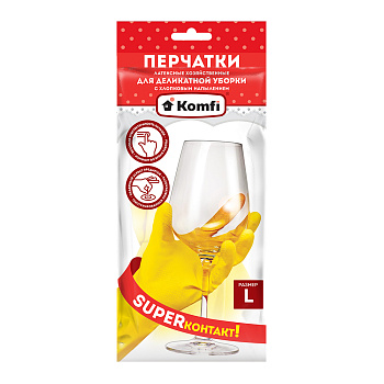 Перчатки хоз. латексные с х/б напылением, размер L желтые